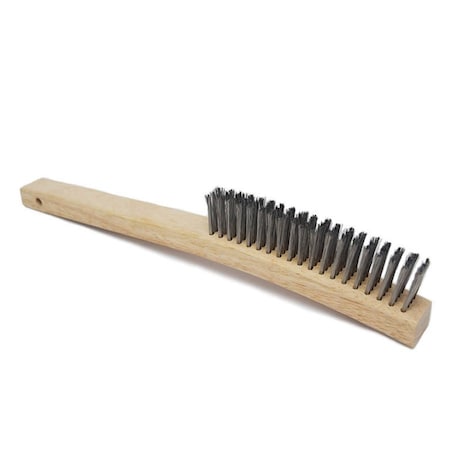 4 X 19 Row 0.012 SS Wire And 13-3/4 Curved Wood Handle Scratch Brush
